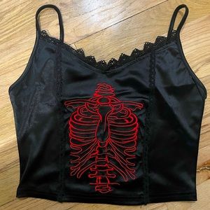 Skeleton Ribcage Crop Top Size Small